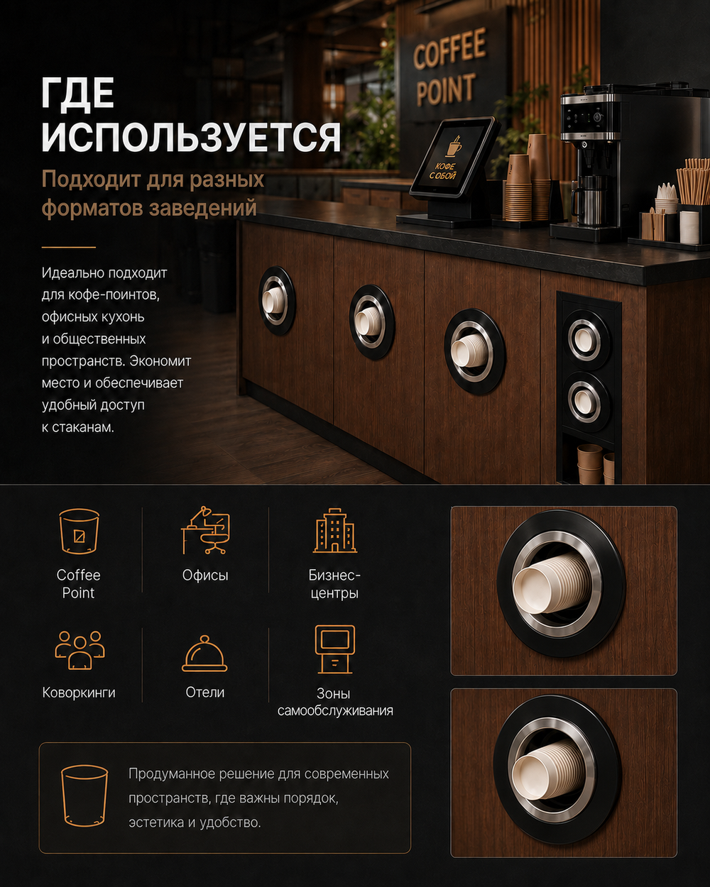 Встраиваемый диспенсер для стаканов