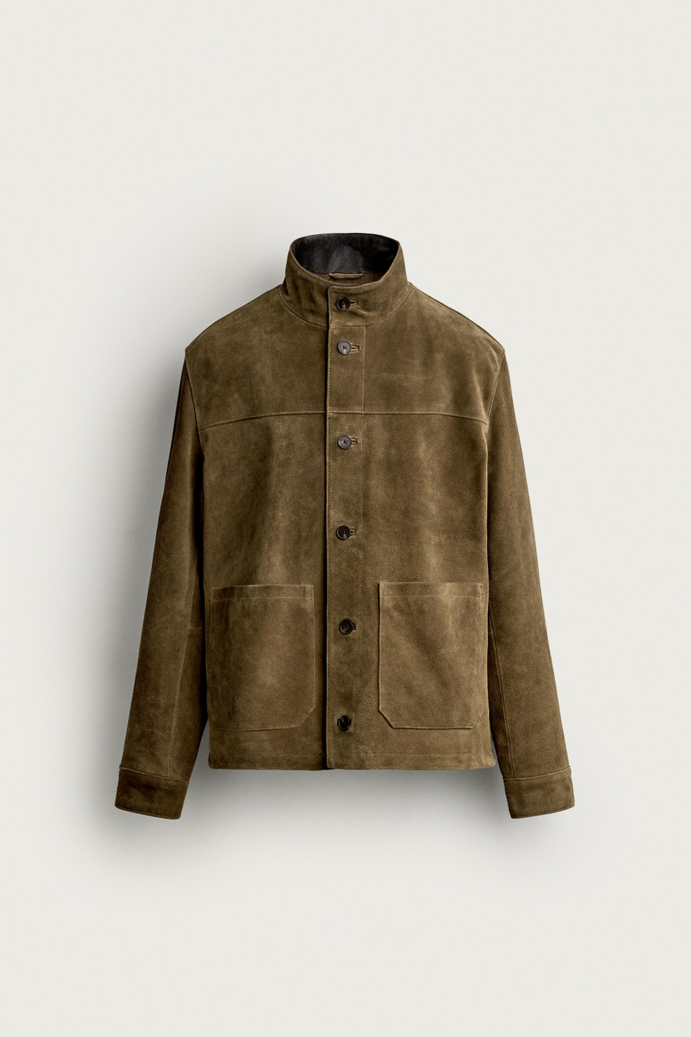 ZARA ЗАМШЕВАЯ КУРТКА REGULAR FIT, ТЕМНЫЙ РЫЖЕВАТО-КОРИЧНЕВЫЙ