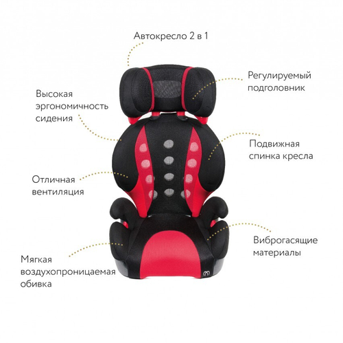 Кресло детское автомобильное Saratto Highback Junior Quattro, группа 2/3, черно-красное ALJ208