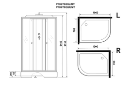Душевая кабина Niagara (Ниагара) Promo P100/70/26L/MT со средним поддоном, 100х70х215