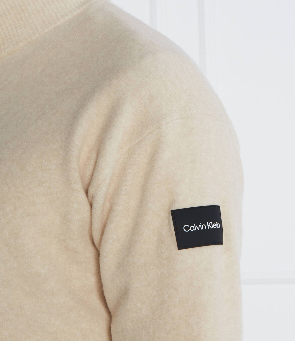 Свитер LYCRA BLEND BUTTON QUARTER ZIP Calvin Klein - бежевый(K10K111960)