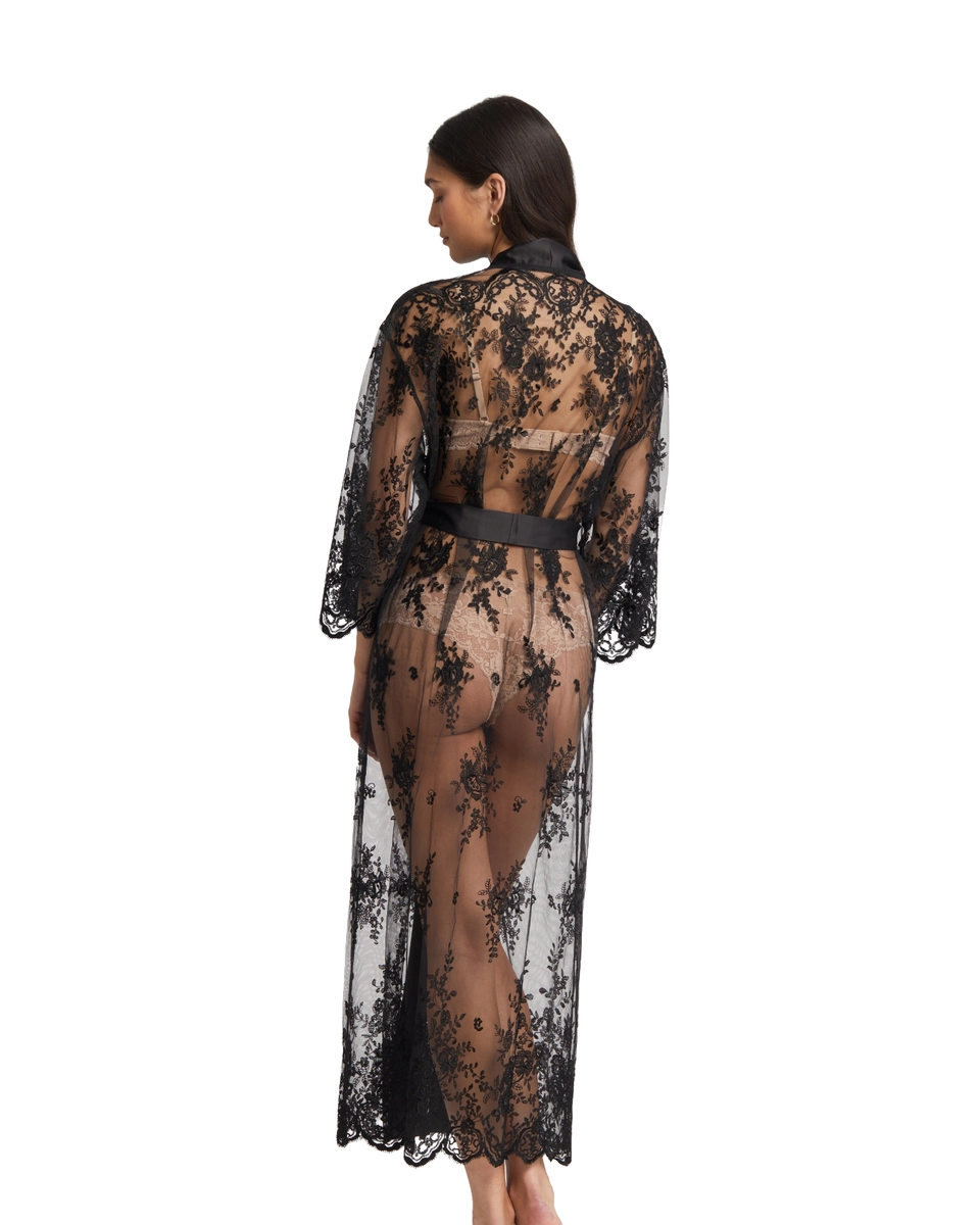 халат из прозрачной ткани с цветочной вышивкой Rya Collection Darling черный