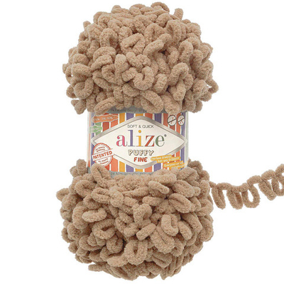 Пряжа Alize (Ализе) Puffy Fine / уп.5 мот. по 100 г, 14м, 329 молочно-коричневый A