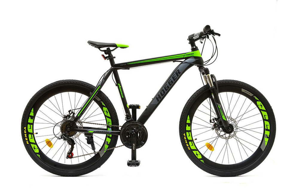 Велосипед 26" HOGGER STRIKE MD, 19", сталь, 21 ск, susp. fork, черно-зеленый матовый, Shimano, 2025