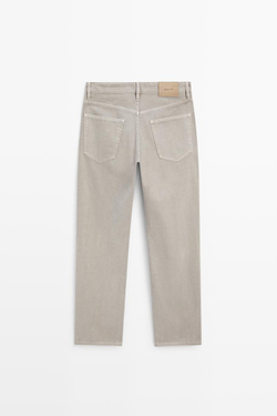 Massimo Dutti Зауженные брюки с отделкой под деним, дымчатый