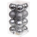 Новогодние шары 6 см (набор 16 шт) «Микс фактур», Серебро