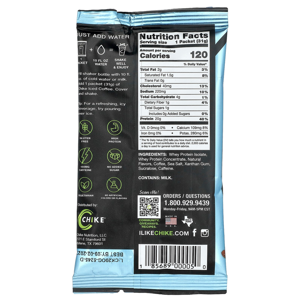 Chike Nutrition, Холодный кофе с высоким содержанием протеина, оригинальный, 12 пакетиков, 31 г (1,08 унции)
