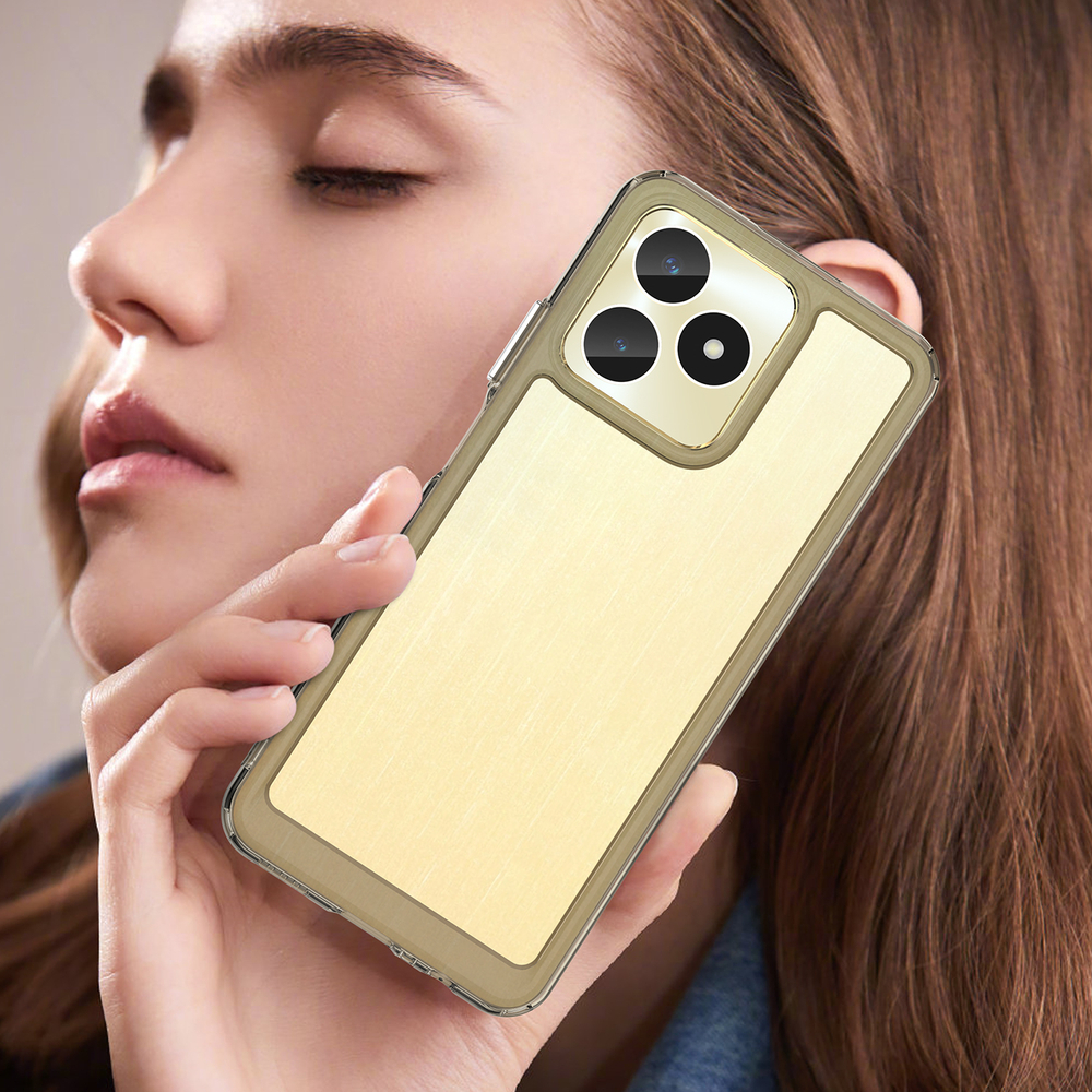 Чехол с усиленными боковыми рамками серого цвета для Realme C53, мягкий отклик кнопок