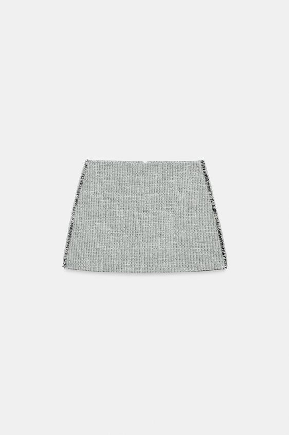 ZARA СТРУКТУРИРОВАННАЯ МИНИ-ЮБКА С НЕОБРАБОТАННЫМ КРАЕМ, ЗЕЛЕНЫЙ/ЭКРЮ