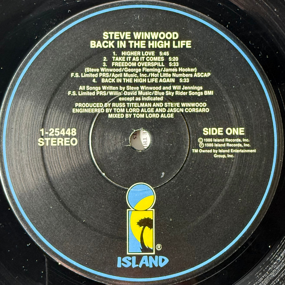 Steve Winwood ‎– Back In The High Life (США 1986г.)