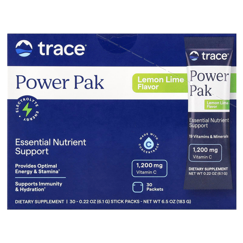 Trace, Power Pak, лимон и лайм, 30 пакетиков в виде стиков по 6,1 г (0,22 унции)