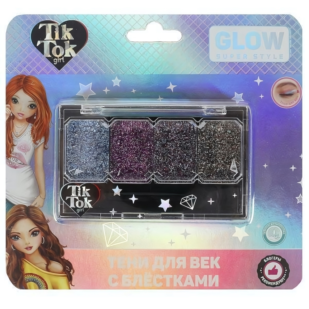 Тени д/век 4цв. 8г. с блестками YS98053-TTG (Tik Tok girl)
