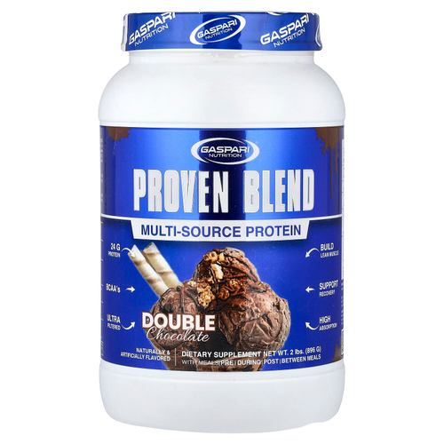 Gaspari Nutrition, Proven Blend, смесь протеинов из разных источников, со вкусом двойного шоколада, 896 г (2 фунта)