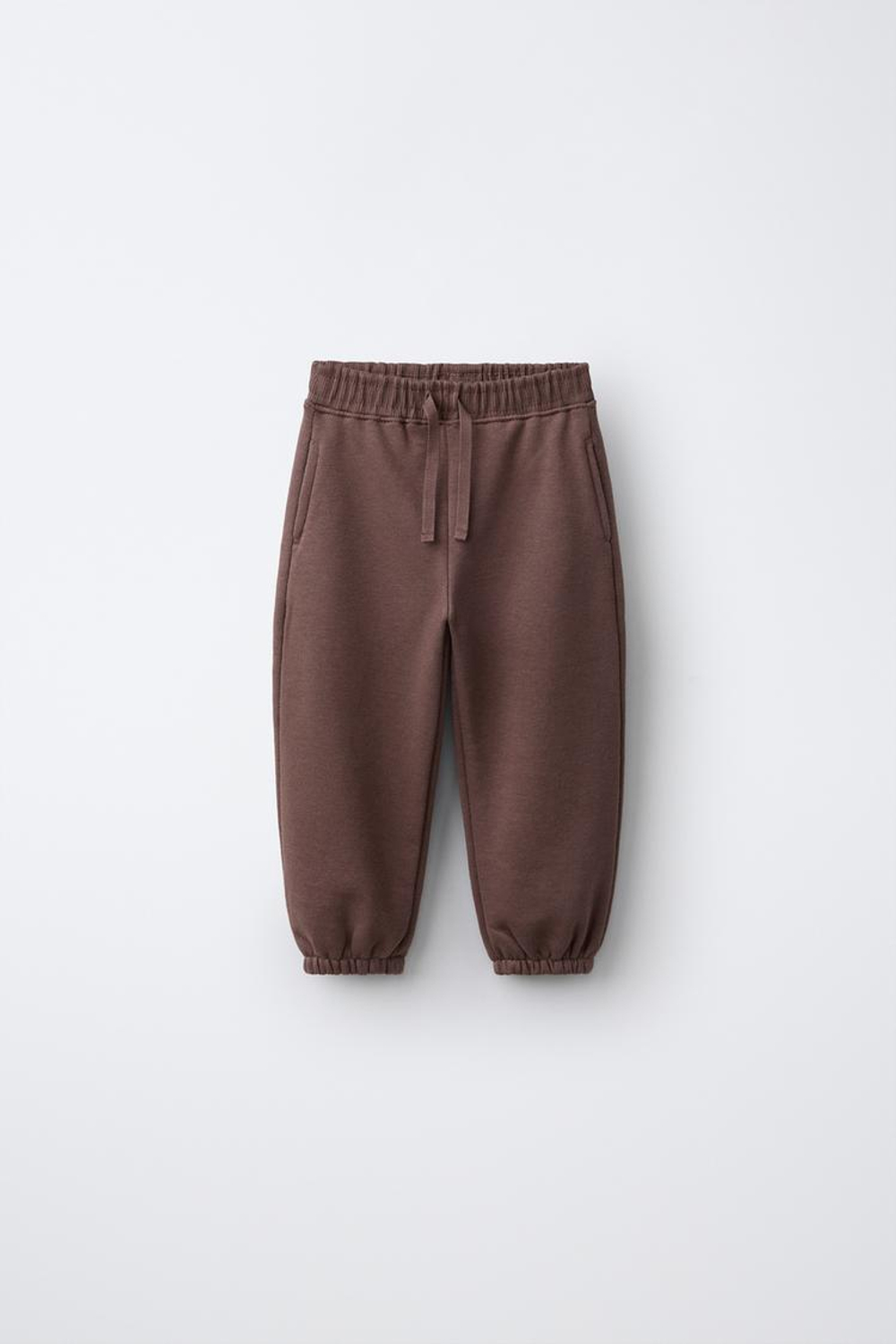 ZARA ОДНОТОННЫЕ БРЮКИ-ДЖОГГЕРЫ, ТЕМНО-КОРИЧНЕВЫЙ