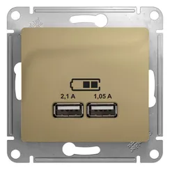 Розетка с USB A+A Systeme Electric Glossa Титан GSL000433