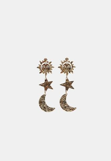 STRADIVARIUS Серьги «Солнце, луна и звезды», золотой