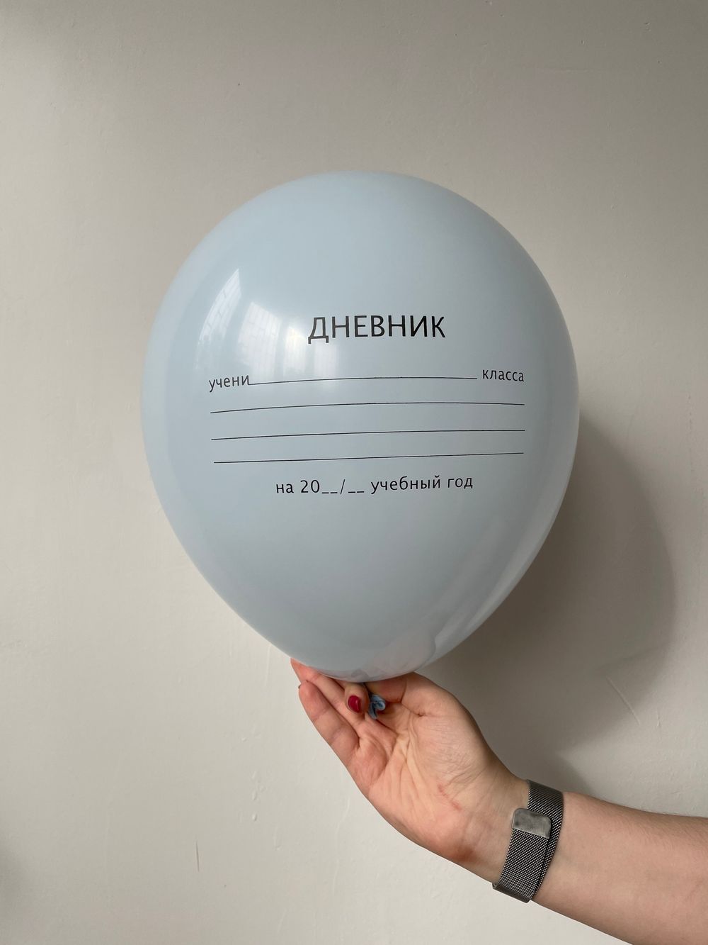 K Шар 12"/30 см, пастель, "Школьный дневник", с 2-х ст. рис. (голубой)  Изображение5