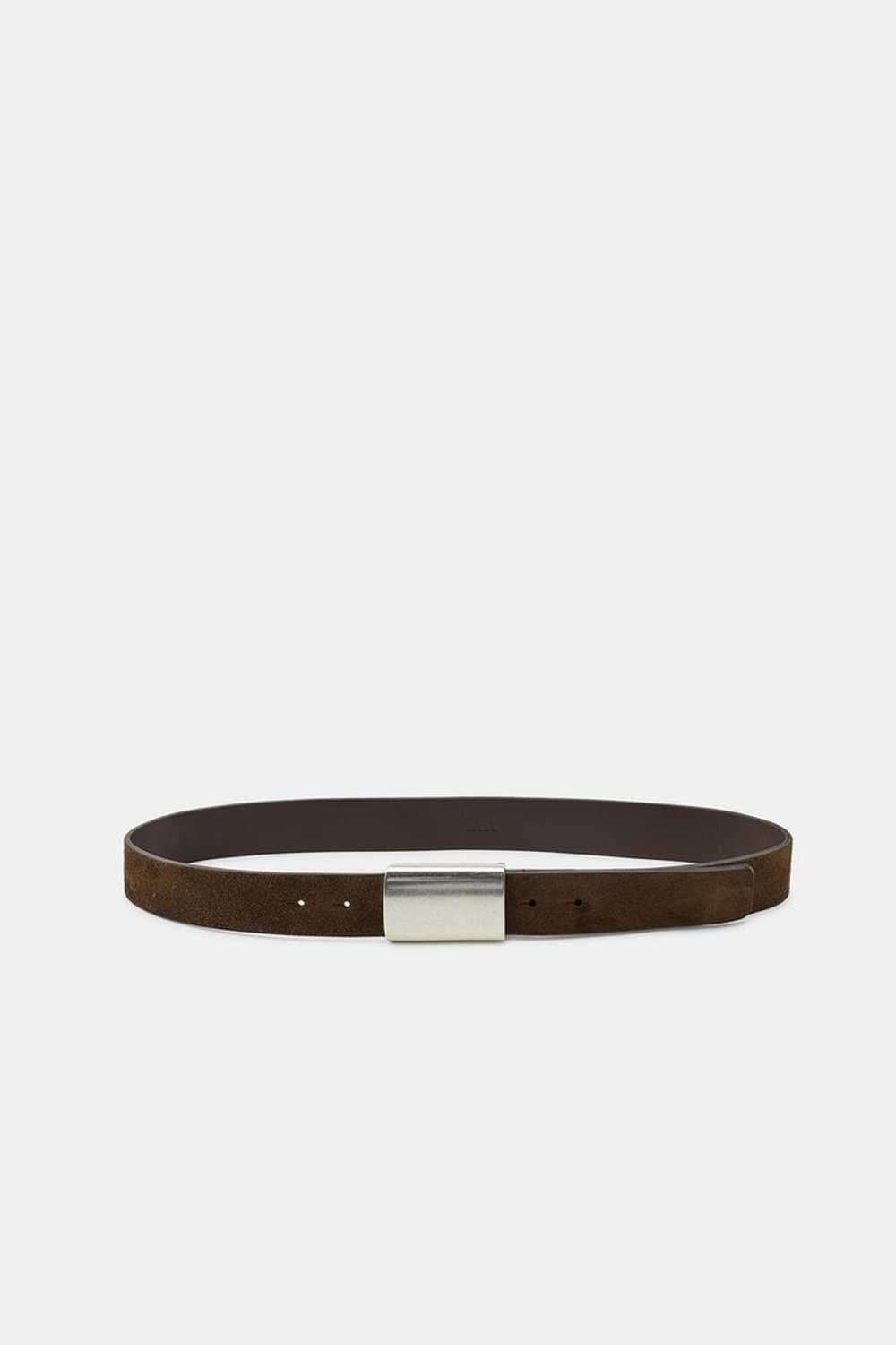 ZARA РЕМЕНЬ ИЗ 100% СПИЛКА С ЦЕЛЬНОЙ ПРЯЖКОЙ, ШОКОЛАДНЫЙ