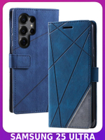 Дизайнерский чехол-книжка из кожи для SAMSUNG GALAXY S25 ULTRA с отделом для наличных, 3 слотами для карт и подставкой