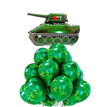 Композиция воздушных шаров камуфляж с танком