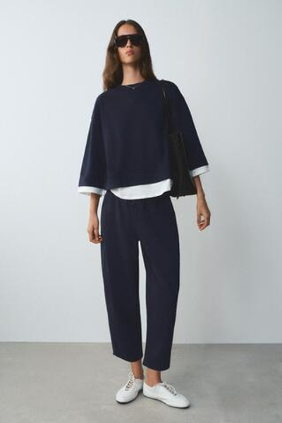 ТОЛСТОВКА С ДЛИННЫМИ РУКАВАМИ И КОНТРАСТНОЙ ВСТАВКОЙ — ZARA
