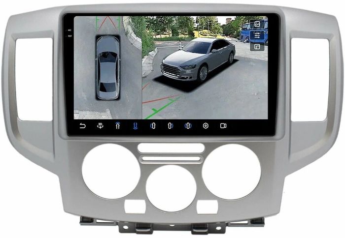 Магнитола для Nissan NV200 2009+ (рамка серебро) - FarCar BX9-360-9677 монитор 9.5" 2K QLED на Android 13, Быстрая, CarPlay, 4G SIM-слот, 4 камеры в комплекте