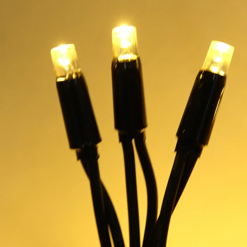 Гирлянда для улицы 7м 80 ламп LED чёрный провод, 8 реж, IP-54, Теплый белый (возможность соединения)