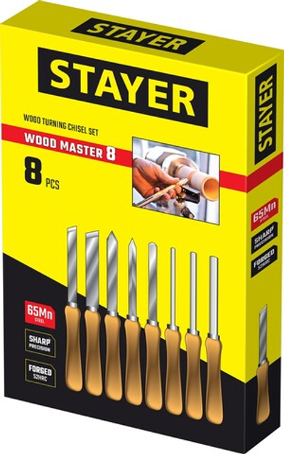 STAYER Wood Master, 8 предм., набор ручных резцов по дереву, Professional (1836)