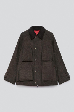 ZARA X BAISI GUADAGNINO ДВУСТОРОННЯЯ КУРТКА, КОРИЧНЕВЫЙ МЕЛАНЖ