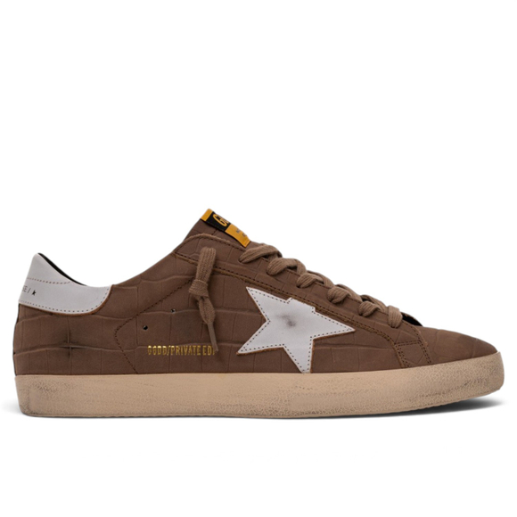 Men's Super Star in brown nappa with croco-print