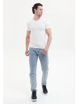 Футболка V-вырез однотонная облегающая