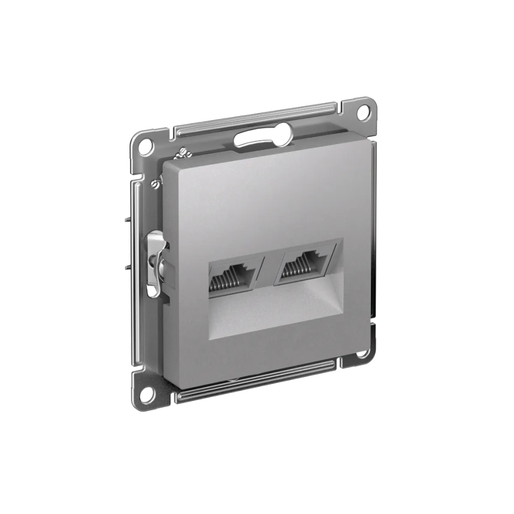 ATLASDESIGN РОЗЕТКА двойная компьютерная RJ45+RJ45 кат. 5e, механизм, АЛЮМИНИЙ