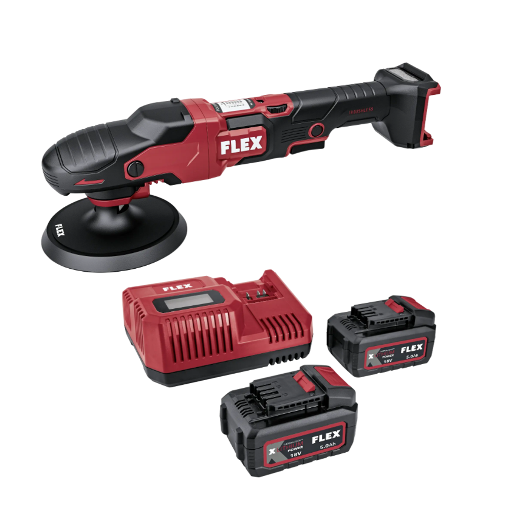 Полировальная машина аккумуляторная ротационная FLEX PE 150 18-EC Set Диск 150 мм, Два Аккумулятор AP 18/5.0, Зарядное устройство 533019