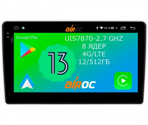 Магнитола для Volkswagen Touareg 2002-2010 (рамка-накладка) - Airoc 2K AU-3703B на Android 13, Быстрейшая, SIM-слот