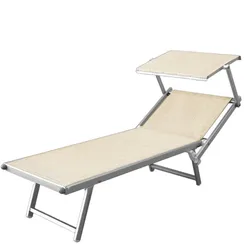Шезлонг-лежак металлический 501 Relax, серебристый, слоновая кость