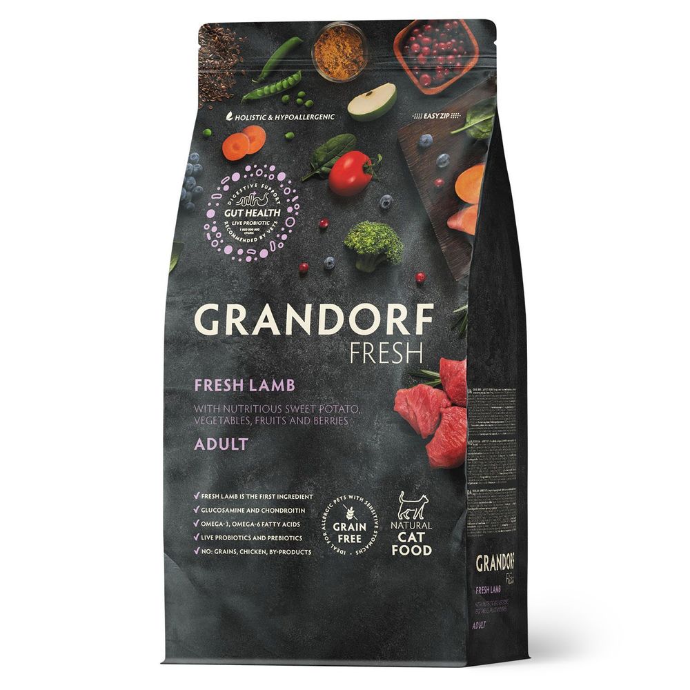 Сухой корм GRANDORF Fresh Cat ADULT Lamb&Sweet Potato для кошек из свежего мяса ягненка с бататом