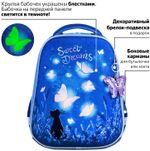 Ранец BRAUBERG PREMIUM, 2 отделения, с брелком, "Sweet dreams", СВЕТЯЩИЙСЯ, 38х29х16 см, 270593