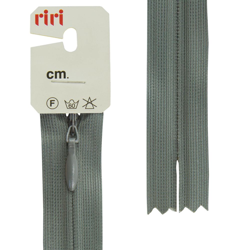Молния потайная (скрытая) RIRI Т3 (3 мм) 1 зам., н/раз., 22 см, цв.2107, серо-зеленый, 10 шт Молния потайная (скрытая) RIRI Т3 (3 мм) 1 зам., н/раз., 22 см, цв.2107, серо-зеленый, 10 шт