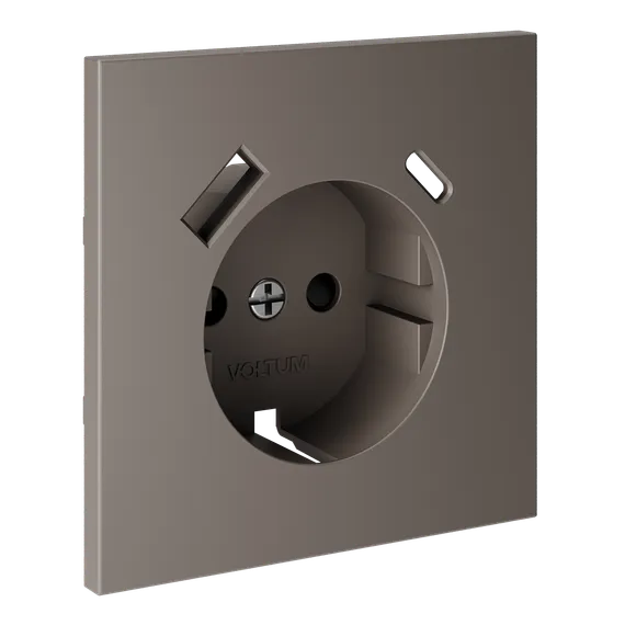 Накладка для розетки с заземлением и защитными шторками, с USB A+C Voltum S70 Капучино VLS001014