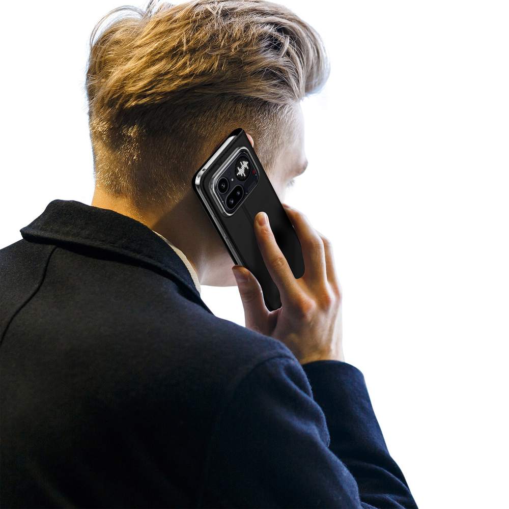 Чехол книжка из кожи черного цвета для Nothing Phone 4a Pro, серия Skin Pro Series от Dux Ducis