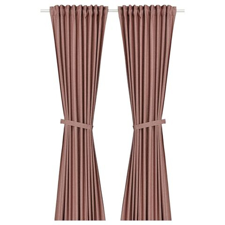 IKEA LENDA  (ИКЕА ЛЕНДА)  -  Штора с креплением, 2 шт, на ленте/коричневый/красный, 140x300 см