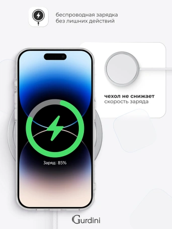Чехол накладка iPhone 14 Pro 6.1" Gurdini плотный силикон 1.5 mm прозрачный