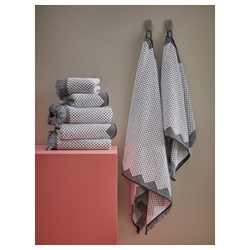 IKEA FJÄLLSTARR  (ИКЕА ФЙÄЛЛСТАРР)  -  Полотенце банное, белый/серый, 100x150 см