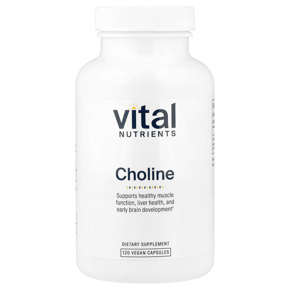 Vital Nutrients, холин, 120 веганских капсул (275 мг в 1 капсуле)