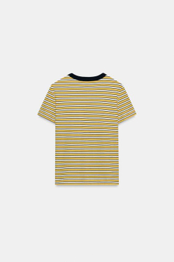 ZARA ФУТБОЛКА INTERLOCK С КОРОТКИМ РУКАВОМ, ЖЕЛТЫЙ