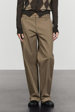 Massimo Dutti Брюки из эластичной хлопковой смеси, кротово-коричневый