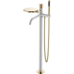 Напольный смеситель для ванны с душем Boheme Stick 129-WG.2 white touch gold