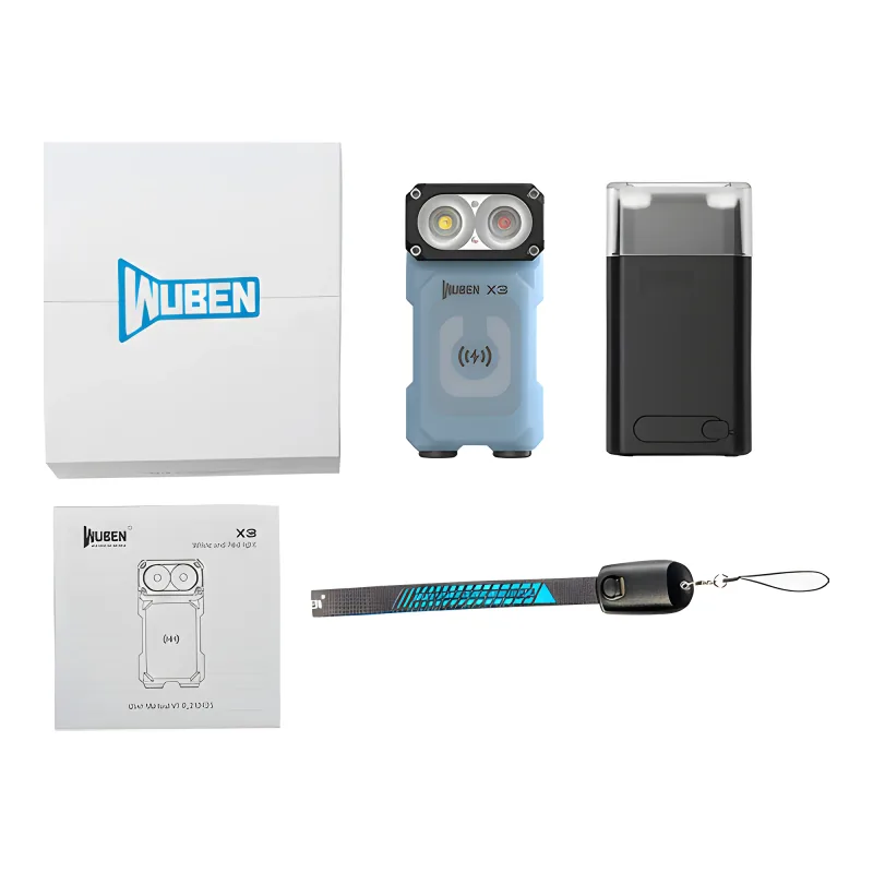 Фонарь Wuben X3 Pro, синий - комплект поставки с коробкой, инструкцией и ремешком