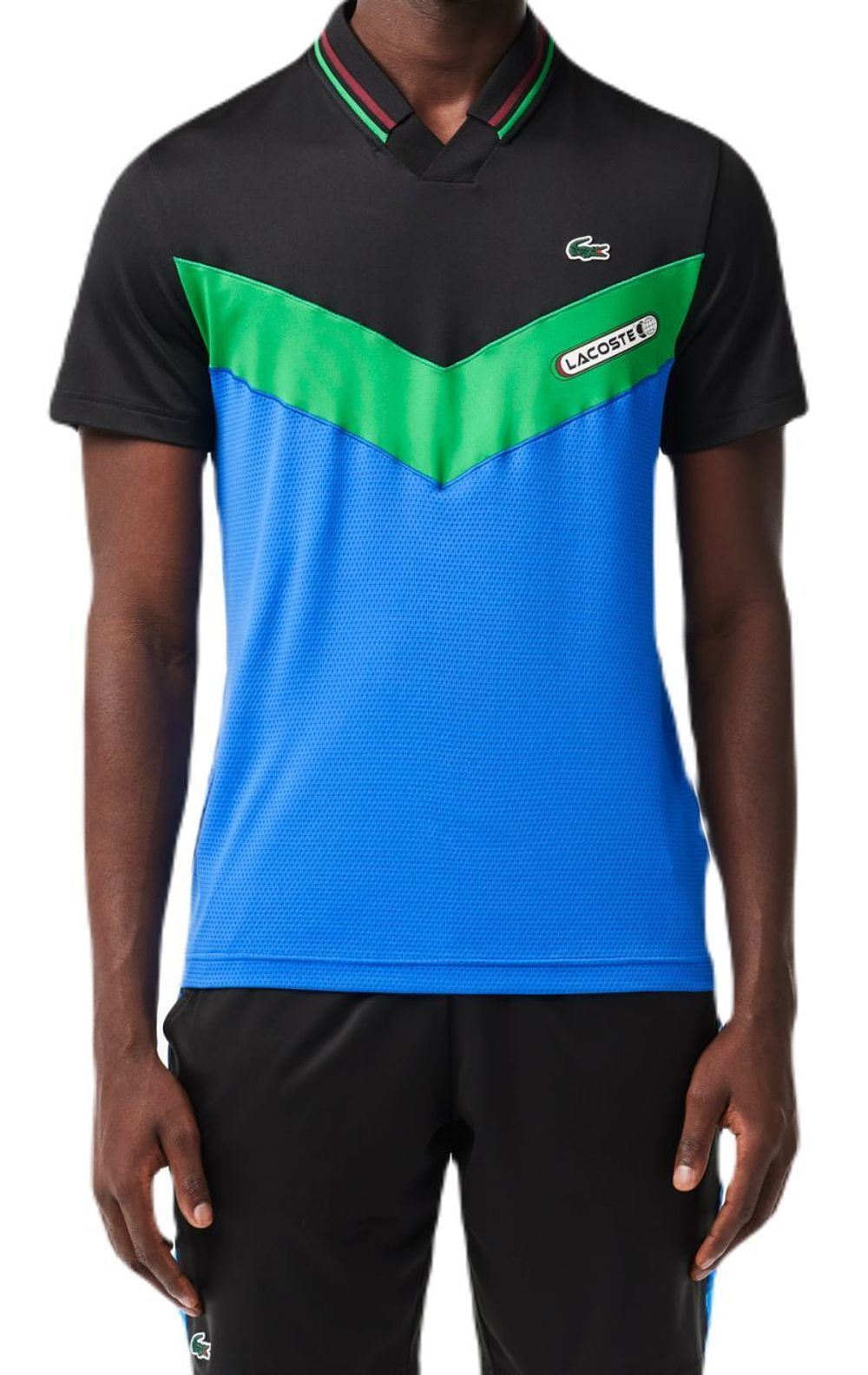 Мужское теннисное поло Lacoste Tennis x Daniil Medvedev Seamless Effect Polo Shirt - black/bordeaux/green