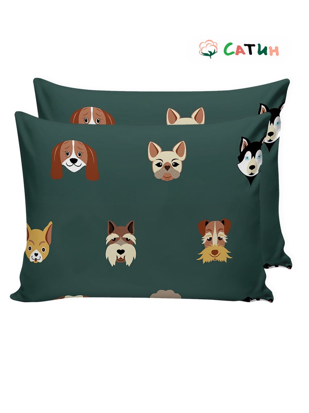 Постельное белье сатин Milky Garden "Dogs " 1,5-сп Наволочка 50x70 см 1 шт Простынь 150x215 см Пододеяльник 145x215 см